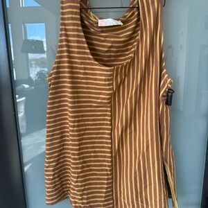 FP Movement BEACH by Free People Brown and Yellow Striped Tank Top